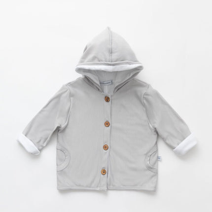 Bamboom Baby Vestje Met Capuchon Grijs/Ivoor koop je bij Babywinkel