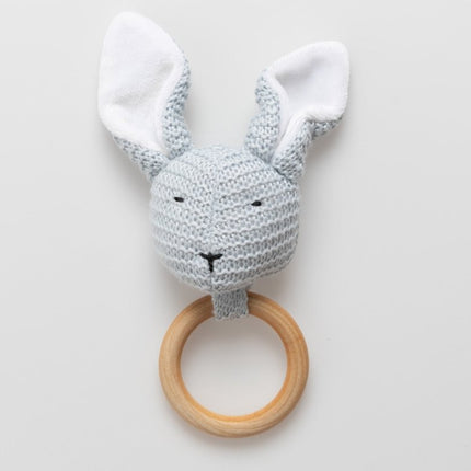 Bamboom Bijtring Hout Haasje Licht Blauw koop je bij Babywinkel