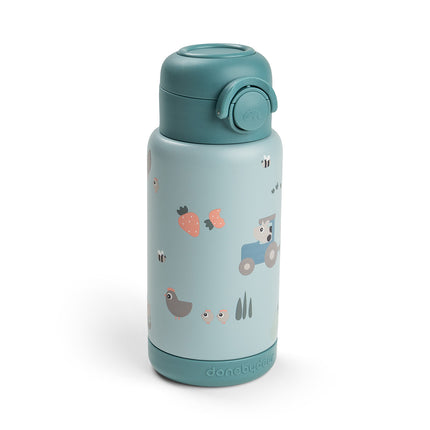 <tc>Done by Deer</tc> Thermos-Trinkflasche mit Strohhalm „Tiny Farm Blue“, 340 ml