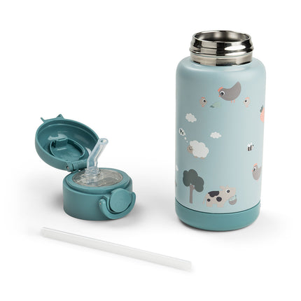 <tc>Done by Deer</tc> Thermos-Trinkflasche mit Strohhalm „Tiny Farm Blue“, 340 ml