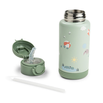 <tc>Done by Deer</tc> Thermos-Trinkflasche mit Strohhalm „Playground Green“, 340 ml