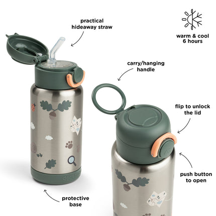 <tc>Done by Deer</tc> Thermos-Trinkflasche mit Strohhalm „Tiny Trails Green“, 340 ml