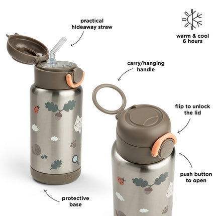 <tc>Done by Deer</tc> Thermos-Trinkflasche mit Strohhalm „Tiny Trails Sand“, 340 ml