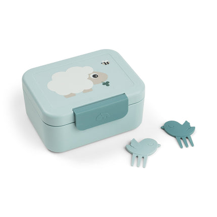 <tc>Done by Deer</tc> Brotdose inkl. Snackspieße „Tiny Farm Blue“