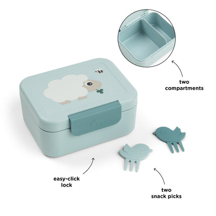 <tc>Done by Deer</tc> Brotdose inkl. Snackspieße „Tiny Farm Blue“