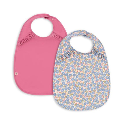 2 PACK DINNER BIB WITH FRILL FLEUR ROSIER/CHATEAU ROSE - Babywinkel - 5715681098738