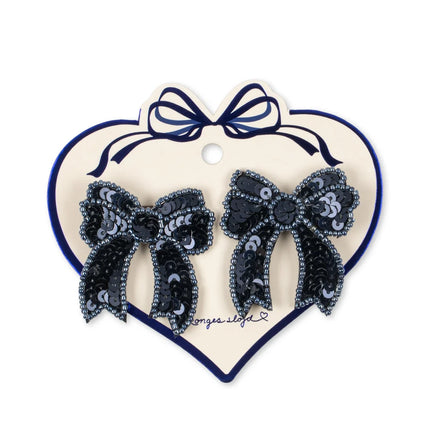 Konges Sløjd Haarspeldje Baby Sequin Bow Navy 2St