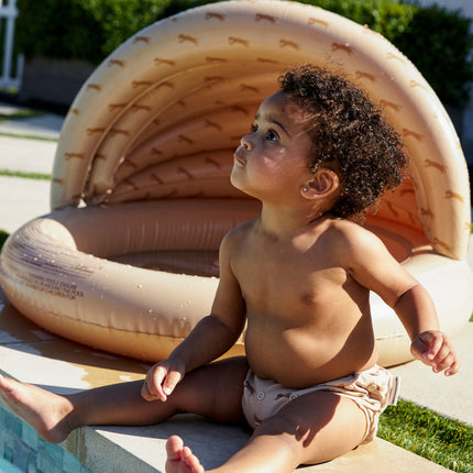 <tc>Swim Essentials</tc> Kinderpool – Beige Leopard mit Überdachung