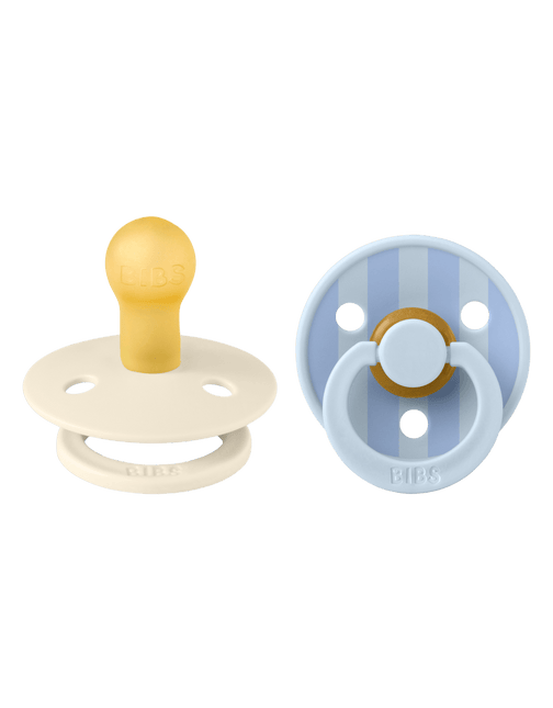 BIBS Speen Maat 1 Studio Colour Block Baby Blue Dusty Blue Mix 2St koop je bij Babywinkel