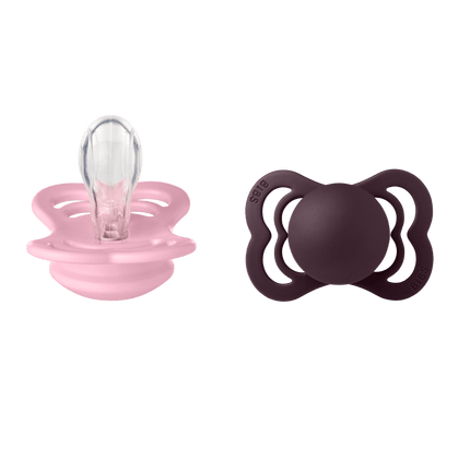 BIBS Spenen Maat 2 Supreme Siliconen Baby Pink/Plum 2st koop je bij Babywinkel