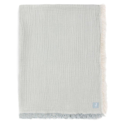 Deken Ledikant 120x120cm Fringe Stripe - Sea Green/Ivory - GOTS - Babywinkel - 8717329393790