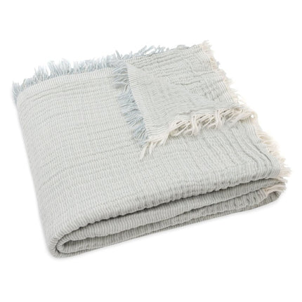 Deken Ledikant 120x120cm Fringe Stripe - Sea Green/Ivory - GOTS - Babywinkel - 8717329393790