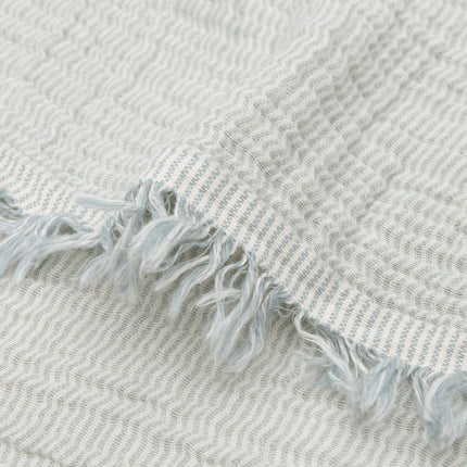Deken Ledikant 120x120cm Fringe Stripe - Sea Green/Ivory - GOTS - Babywinkel - 8717329393790