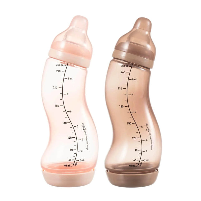 Difrax Fles Nat Duo Rose/Caramel 250ml 2st - Babywinkel - 8711736997466