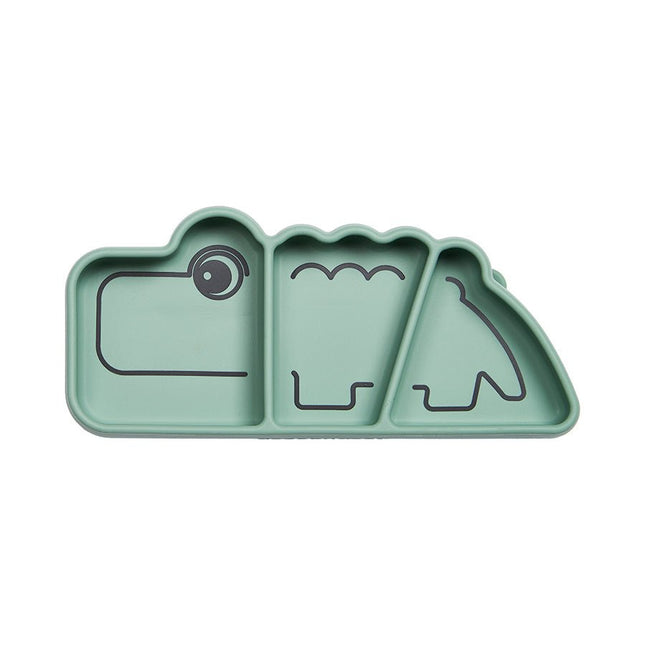 Done by Deer Baby Bordje Siliconen Stick&Stay Croco Green koop je bij Babywinkel