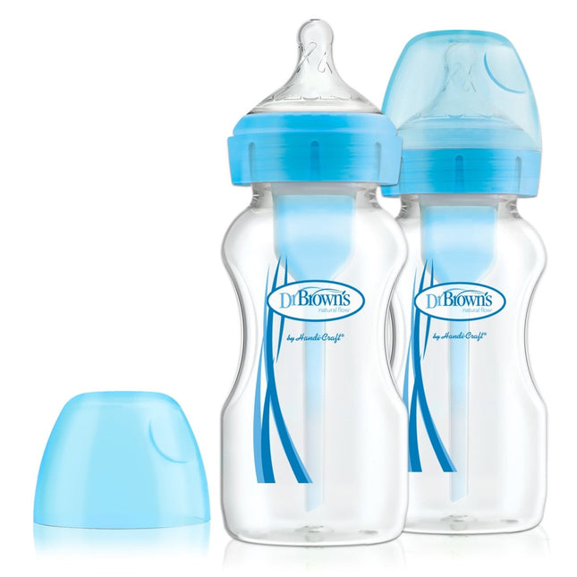 Dr. Brown's Options + Brede Halsfles 270ml duopack blauw - Dr. Brown's - Babywinkel - 072239318010