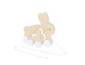Eco Friendly Wooden Rabbit Pulltoy - Babywinkel - 8711811113408