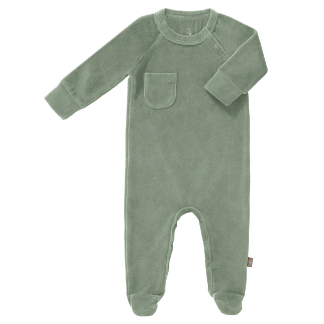 Fresk Baby Pyjama Velours Met Voet Forest Green koop je bij Babywinkel