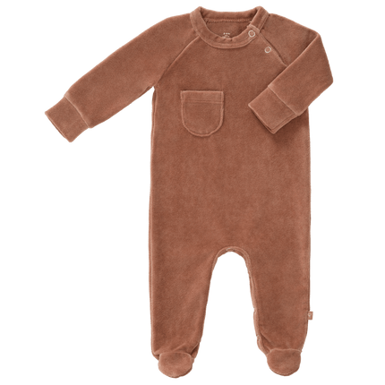 Fresk Baby Pyjama Velours Met Voet Twany Brown - Fresk - Babywinkel - 8720088958056