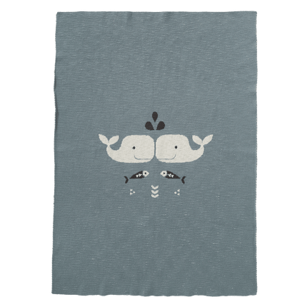 Fresk Ledikantdeken Gebreid Whale Blue Fog 100x150cm - Fresk - Babywinkel - 8719638239998
