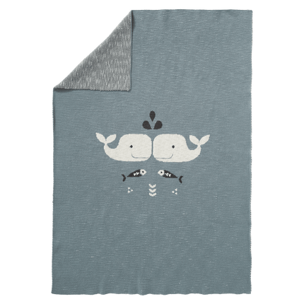 Fresk Wiegdeken Gebreid Whale Blue Fog 80x100cm - Fresk - Babywinkel - 8719638239950