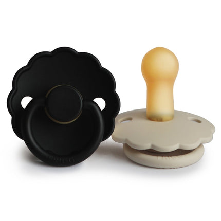 Frigg Speen Maat 1 Daisy Cream/Jet Black Latex 2 - Pack - Frigg - Babywinkel - 5715239214153