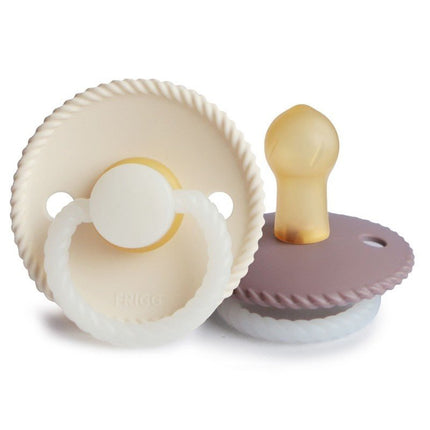 Frigg Speen Maat 1 Rope Night Cream/Twilight Mauve Latex 2 - Pack - Frigg - Babywinkel - 5715239019819