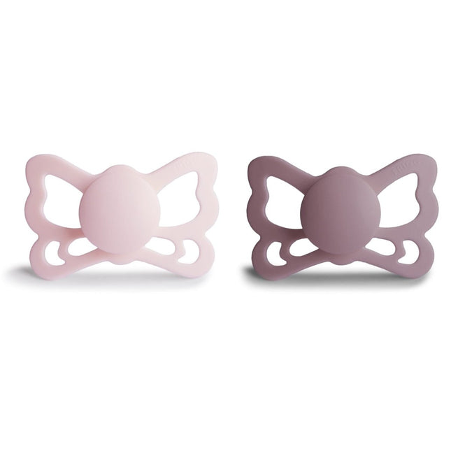 Frigg Speen Maat 2 Butterfly White Lilac/Tw. Mauve Silicone 2 - Pack - Frigg - Babywinkel - 5715239022314
