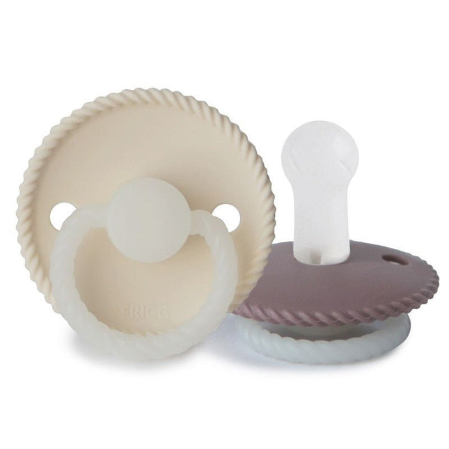 Frigg Speen Maat 2 Rope Night Cream/Tw.Mauve Silicone 2 - Pack - Frigg - Babywinkel - 5715239019802