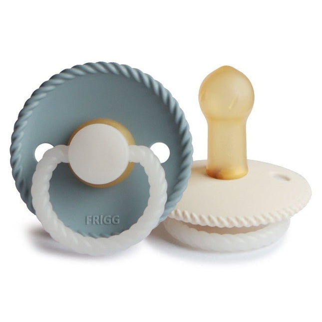 Frigg Speen Maat 2 Rope Night Stone Blue/Cream Latex 2 - Pack - Frigg - Babywinkel - 5715239019901