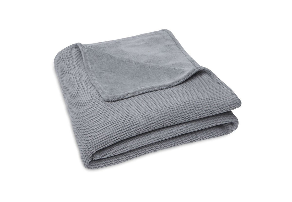 Jollein Ledikantdeken Basic Knit Stone Grey/Fleece 100x150cm - Jollein - Babywinkel - 8717329366145