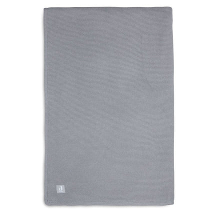 Jollein Ledikantdeken Basic Knit Stone Grey/Fleece 100x150cm - Jollein - Babywinkel - 8717329366145