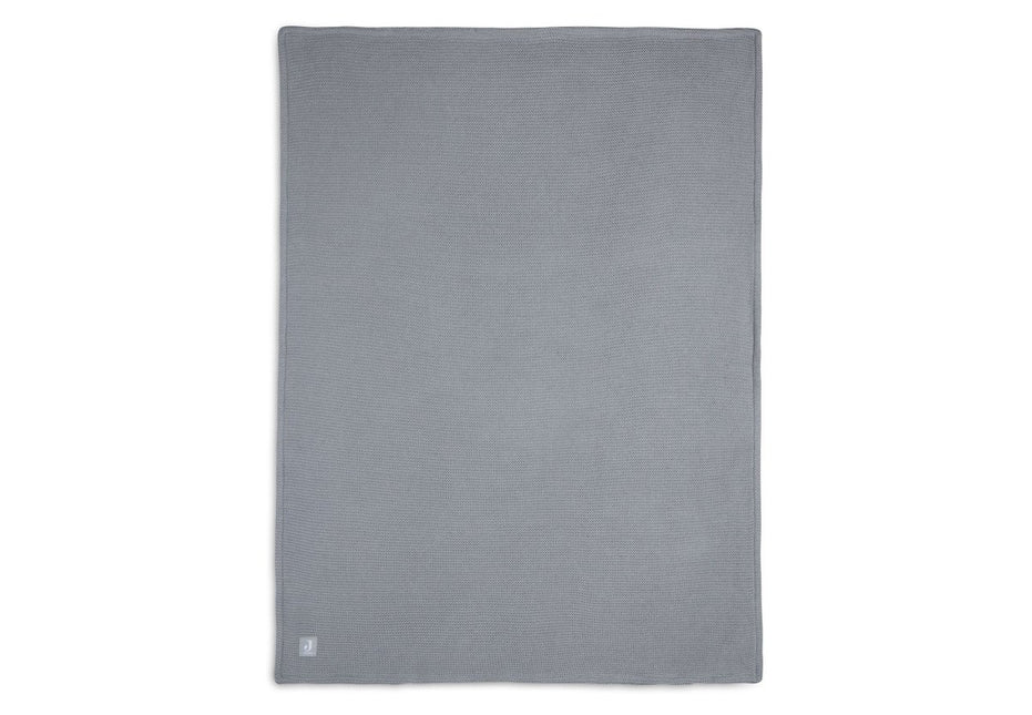 Jollein Ledikantdeken Basic Knit Stone Grey/Fleece 100x150cm - Jollein - Babywinkel - 8717329366145
