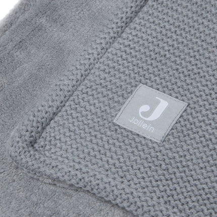 Jollein Ledikantdeken Basic Knit Stone Grey/Fleece 100x150cm - Jollein - Babywinkel - 8717329366145