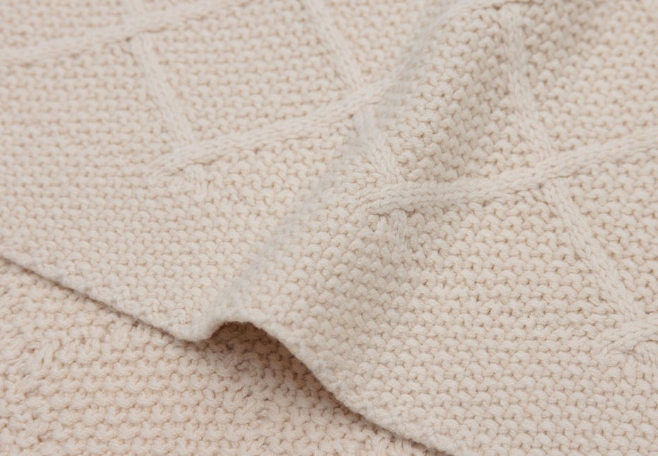 Jollein Ledikantdeken Check Knit Oatmeal 100 X 150 Cm - Jollein - Babywinkel - 8717329386693