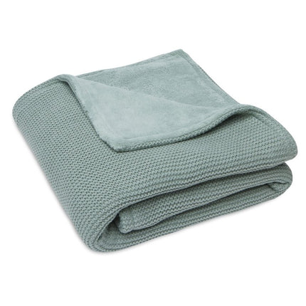 Jollein Wiegdeken Basic Knit Forest Green/Fleece 75x100cm - Jollein - Babywinkel - 8717329366084