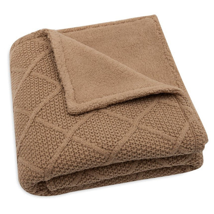 Jollein Wiegdeken Check Knit Biscuit/Teddy Fleece 75 X 100 Cm - Jollein - Babywinkel - 8717329386723