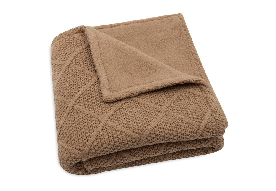 Jollein Wiegdeken Check Knit Biscuit/Teddy Fleece 75 X 100 Cm koop je bij Babywinkel