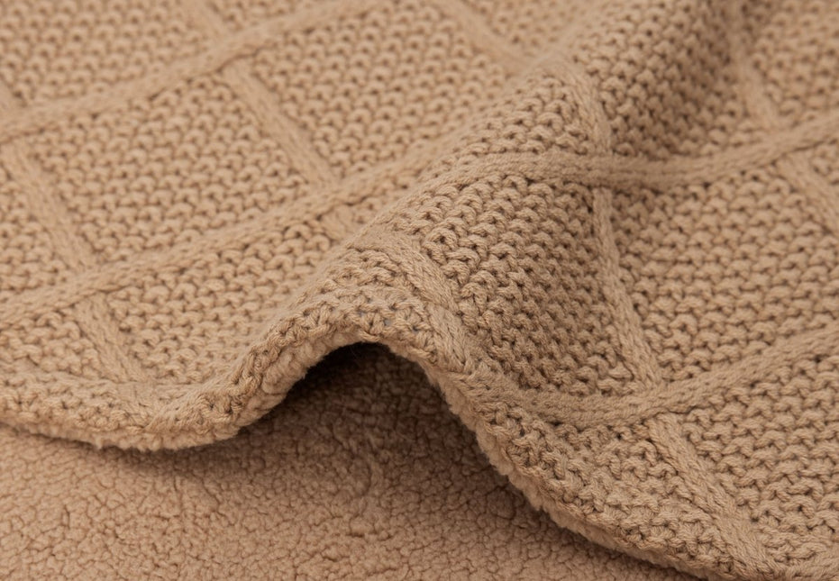 Jollein Wiegdeken Check Knit Biscuit/Teddy Fleece 75 X 100 Cm koop je bij Babywinkel