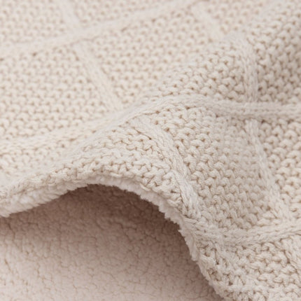 Jollein Wiegdeken Check Knit Oatmeal/Teddy Fleece 75 X 100 Cm - Jollein - Babywinkel - 8717329386716