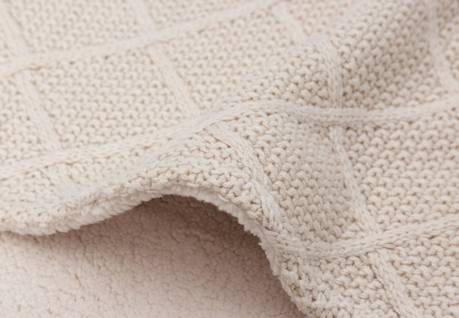 Jollein Wiegdeken Check Knit Oatmeal/Teddy Fleece 75 X 100 Cm - Jollein - Babywinkel - 8717329386716