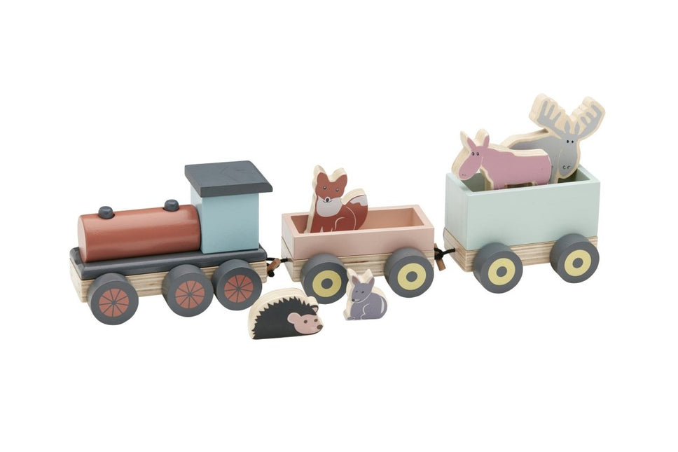 Kid's Concept Houten Speelgoed Speeltrein Met Dieren koop je bij Babywinkel