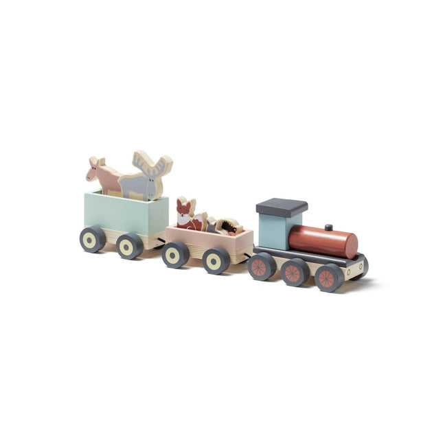 Kid's Concept Houten Speelgoed Speeltrein Met Dieren koop je bij Babywinkel
