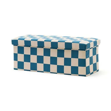 Kid's Concept Poef Met Opbergruimte Check Teal 80Cm koop je bij Babywinkel