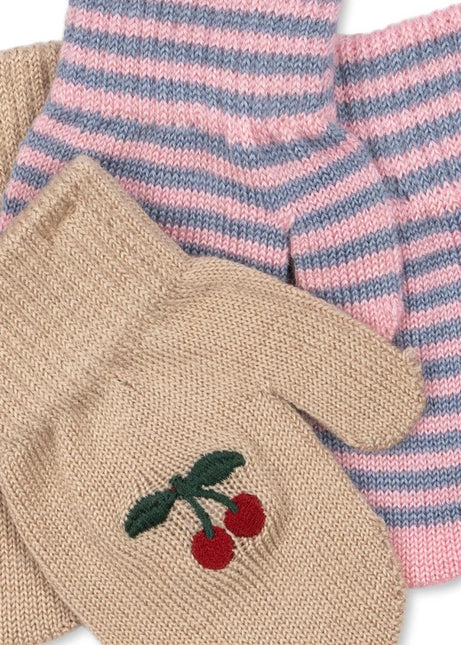 Konges Slojd Kinderhandschoenen Filla Mittens Cherry/Stripe 2St koop je bij Babywinkel