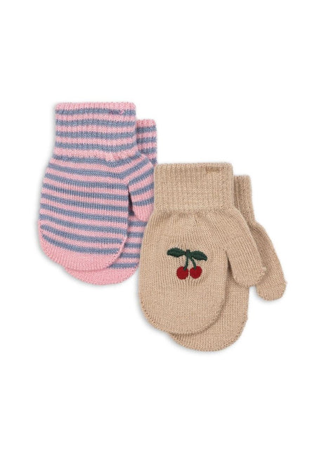 Konges Slojd Kinderhandschoenen Filla Mittens Cherry/Stripe 2St koop je bij Babywinkel
