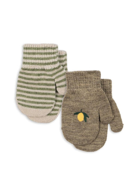 Konges Slojd Kinderhandschoenen Filla Mittens Lemon/Stripe 2St koop je bij Babywinkel