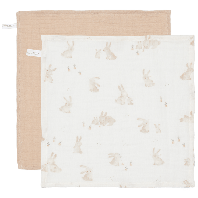 Little Dutch Monddoekje Set Hydrofiel Baby Bunny Beige koop je bij Babywinkel