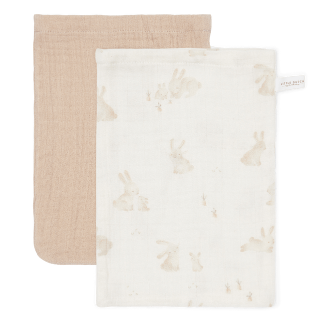 Little Dutch Washandje Set Hydrofiel Baby Bunny Beige koop je bij Babywinkel