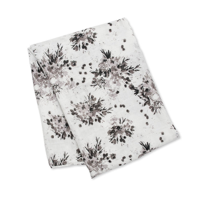 Lulujo Hydrofiele Doek Black Foral 120x120cm koop je bij Babywinkel